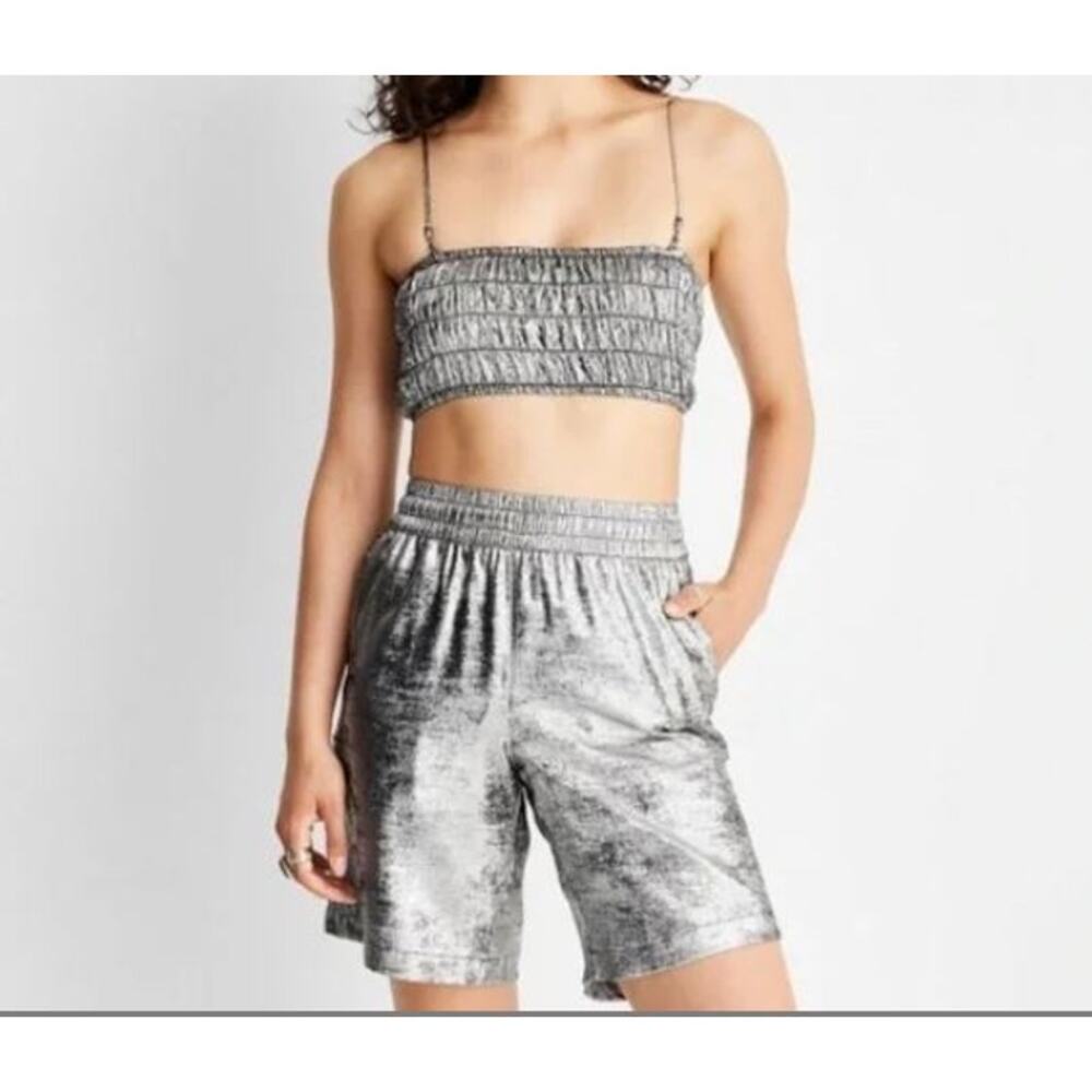 Future Collective Metallic Strappy Top & Bottoms Set - M New With Tags Festival